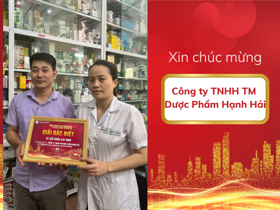 Chúc mừng nhà thuốc Công ty TNHH TM Dược Phẩm Hạnh Hải (Thanh Hóa) đã nhận giải vàng SJC 9999 - Chương trình 'Mua hàng Á Âu - trúng vàng 9999"